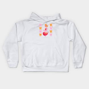 Happy Pink And Orange Birds And Blooms Kids Hoodie